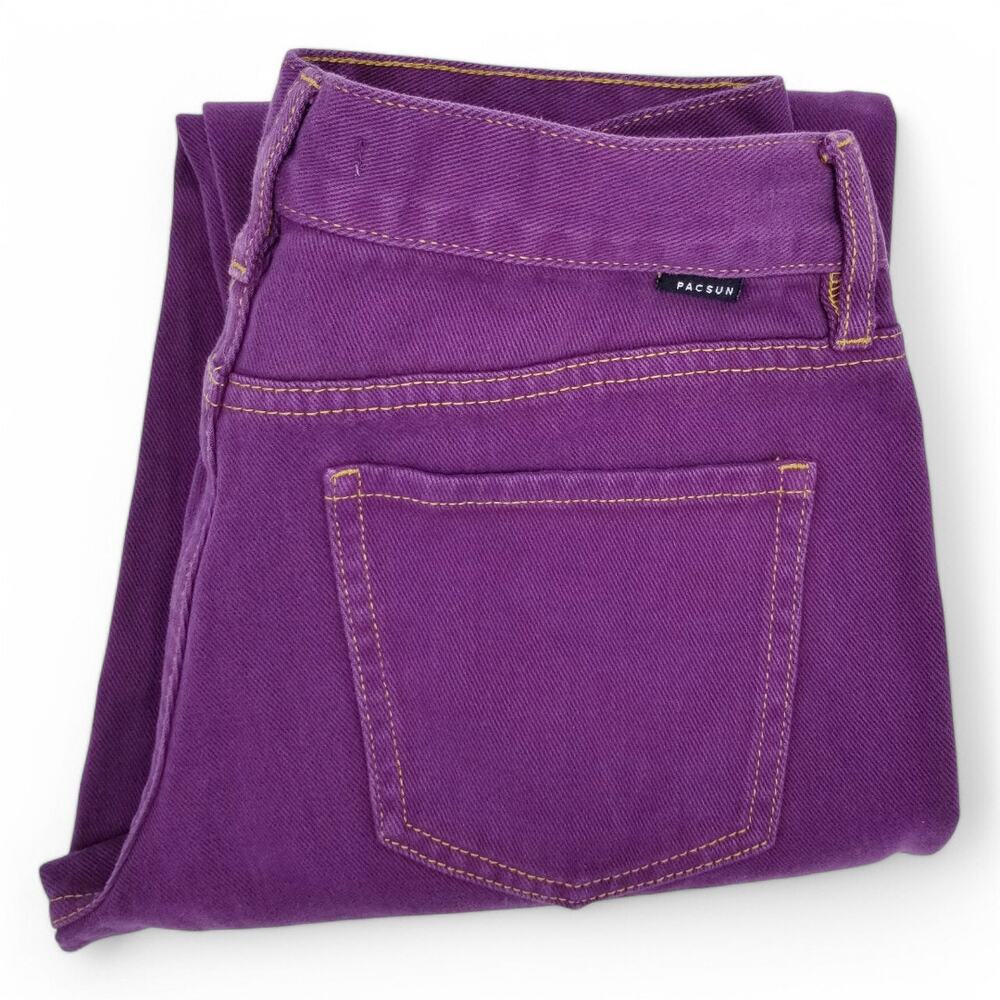 PACSUN Jeans Eco Violet Low Rise Button Fly Purple 100% Cotton - Size 25 - Picture 9 of 10